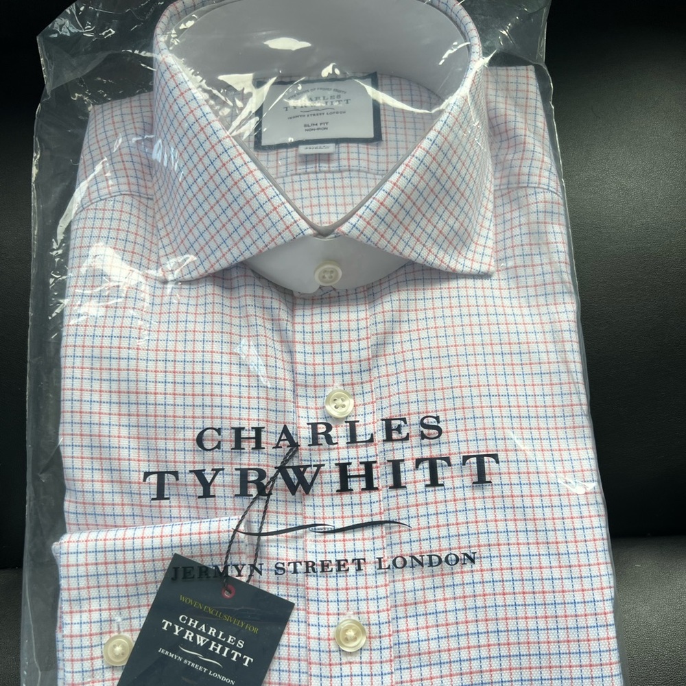 Brand New! NWT Charles Tyrwhitt Dress Shirt Slim fit non-iron
